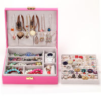 Hot NEW Fashion Style Leather Jewelry Storage Woode Storage For Girls,Necklace Rings Etc Makeup Organizer,Boite A Bijoux