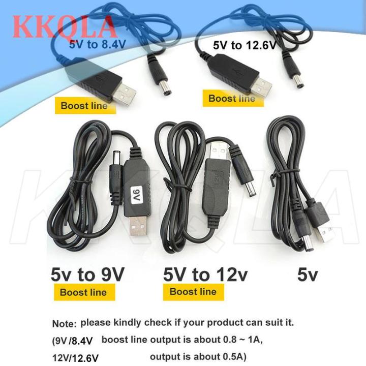 qkkqla-dc-step-up-module-usb-5v-to-9v-12v-8-4v-12-6v-charging-power-cable-cord-to-5521-multifunctional-plug-male-8tips-connector