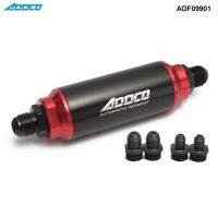 ◈ Hi-Flow Performance Fuel Filter Black Red w AN10 AN8 AN6 Adapter 40 Micron ADF09901