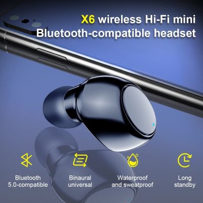 X6 Single Sided Earphone Mini Bluetooth Sports Invisible Earphone Car Single Ear In Ear 5.0 Small Earphone With Microphone Cables Converters
