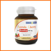 NATUREMATE ACEROLA CHERRY PLUS ROSEHIP เนเจอร์เมท อะเซโรล่าเชอรี่ พลัส โรสฮิป 30 เม็ด