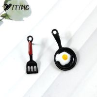 【YF】◈  Asymmetric Womens Earrings Jewelry Pendant Enamel Spatula Fried Eggs