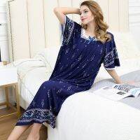 【Duoduos pajamas】    Fdfklak 2021 Baju Tidur Musim Panas ชุดราตรี Nightwear สำหรับผู้หญิง Sleeping ผ้าฝ้าย Nightgowns ขนาดพิเศษชุดนอน Q1005