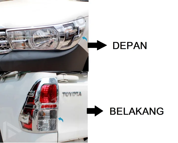 Paket Garnish List Lampu Depan Dan Belakang All New Hilux Lis Garnis Chrome Lazada Indonesia