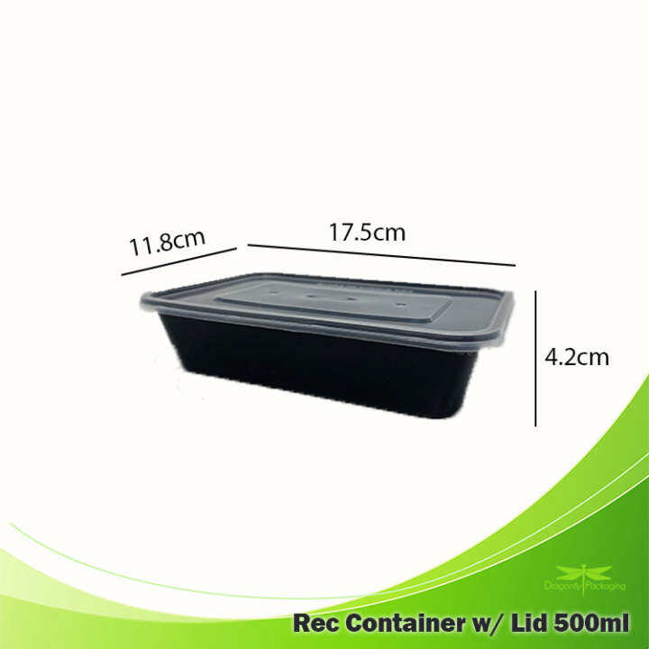 500ml Clear Rectangle Microwavable Container with Lid 300pcs per