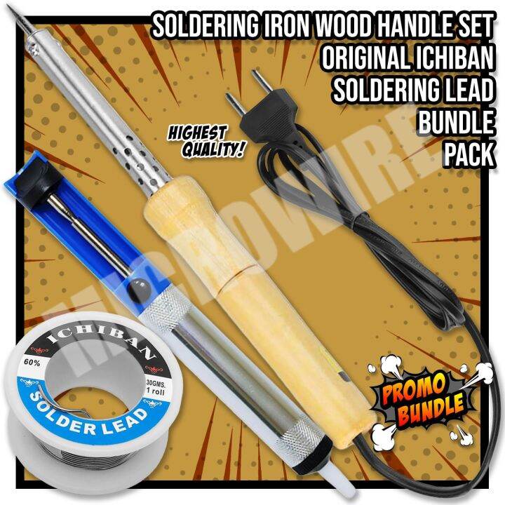 Soldering Iron Wooden Handle 30W W/ Desoldering Pump & Original 30G