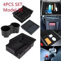 For Tesla Model 3 2022 Model Y 2023 Storage Box Center  Armrest Hidden Box Cup Holder Interior Accessories