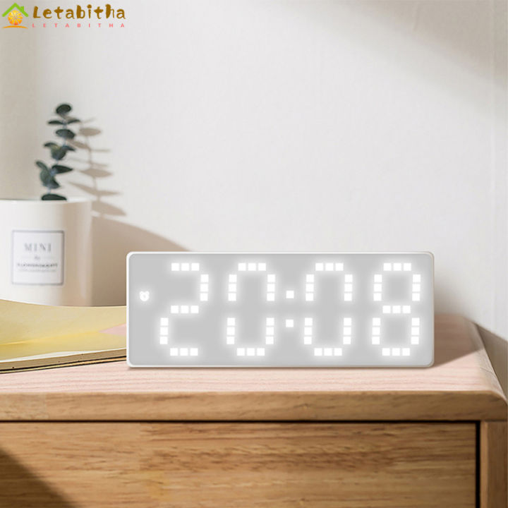 letabitha-นาฬิกานาฬิกาปลุกดิจิตอล-led-นาฬิกาตั้งโต๊ะแสดงเวลา-อุณหภูมิ-วันที่สามารถปรับความสว่างได้3ระดับ