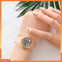 OW Fashion Women Big Round Dial Heart Open Bangle Double Layer Quartz Wrist Watch