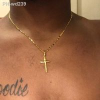 New 24K Gold Necklace Cross Pendant Gold Plated Necklace Mens Womens Jewelry Gift