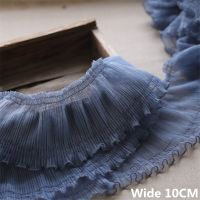 10CM Wide Tulle Mesh Pleated Fabric Needlework Fringed Ruffle Trim Collar Sewing Material