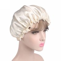 Women Silk Satin Night Sleep Cap Shower Caps Hair Care Beauty Bonnet Hat Head Cover Elastic Band Bathroom Shower Caps Towels