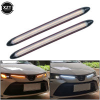 2Pcs 12V ยืดหยุ่น DRL LED Strip รถไฟวิ่งกลางวันไฟหน้าอัตโนมัติกันน้ำไฟเลี้ยวสีขาวสีเหลืองเบรค Flow Lamps