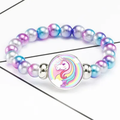 Children Girl Boy Star Printing Colorful children 39;s unicorn bracelet Wristband Flexible Wrap Slap Bracelet Animal Enfant Bangle