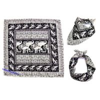 ผ้าาลายช้างไทย ใช้โพกหัวหรือพันคอได้ Black Bandana Scarf Headband