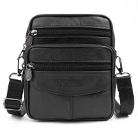 Mens Leather Small Messenger Bag Multi-Pockets Business Satchels Genuine Leather Crossbody Bags Fanny Belt Packs Phone Pouch