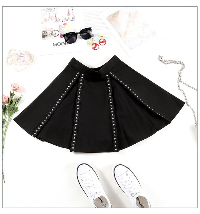 summer-fashion-punk-rivet-mini-skirt-women-a-line-high-waist-chic-retro-harajuku-short-pastel-goth-skirts