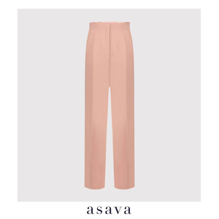 asava-aw22-asava-classic-high-waisted-straight-leg-pants-กางเกงผู้หญิง-อาซาว่า-เอวสูง-ทรงตรง-กระเป๋าเฉียง-ซิปหน้า