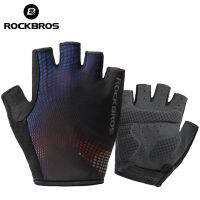 ROCKBROS ถุงมือจักรยาน MTB Road Anti-Shock จักรยานเสือภูเขาถุงมือครึ่งนิ้วผู้ชายผู้หญิง Breathable กีฬาลื่นถุงมือ