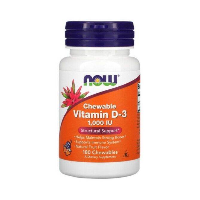 Now Chewable Vitamin D3, Natural Fruit Flavor, 1,000 IU, 180 Chewables