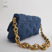 Bag World ผู้หญิงใหม่ Vintage Denim กระเป๋าสะพายไหล่หนึ่งร้อยชิ้นความจุขนาดใหญ่ระเบิดเอียงช่วงโซ่กระเป๋า