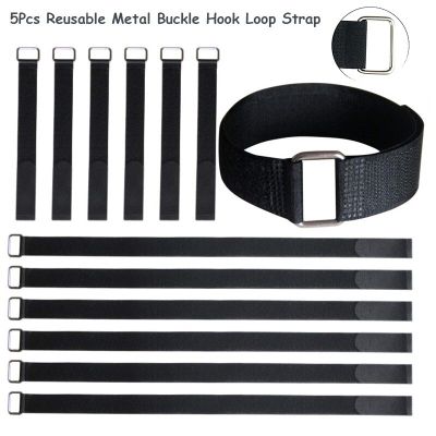 5Pcs/Lot Reusable Metal Buckle Hook Loop Strap Cable Ties Model Straps Wire Stick Buckle Belt Bundle Tie Hook Loop Fastener Tape Adhesives Tape