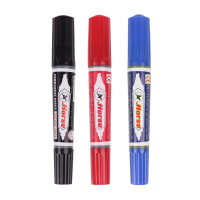 Horse ปากกาเคมี ปากกา Permanent 2 หัว ตราม้า หมึกสีดำ, แดง, น้ำเงิน