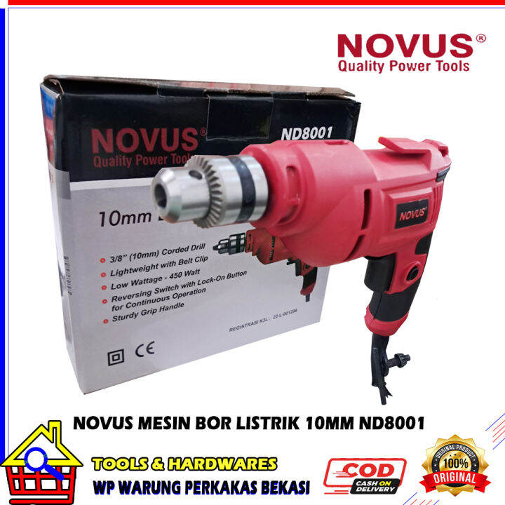 Novus Mm Mesin Bor Tangan Variable Drill Listrik Mm Nd Merah Bolak Balik Model Ryu