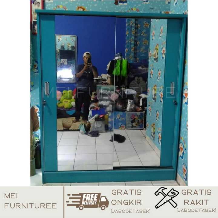 Lemari Sliding Pintu Full Kaca Cermin Lemari Sliding Murah Lemari