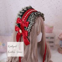 2021Gothic Lolita Headband Ruffled Lace Hairband with Chain