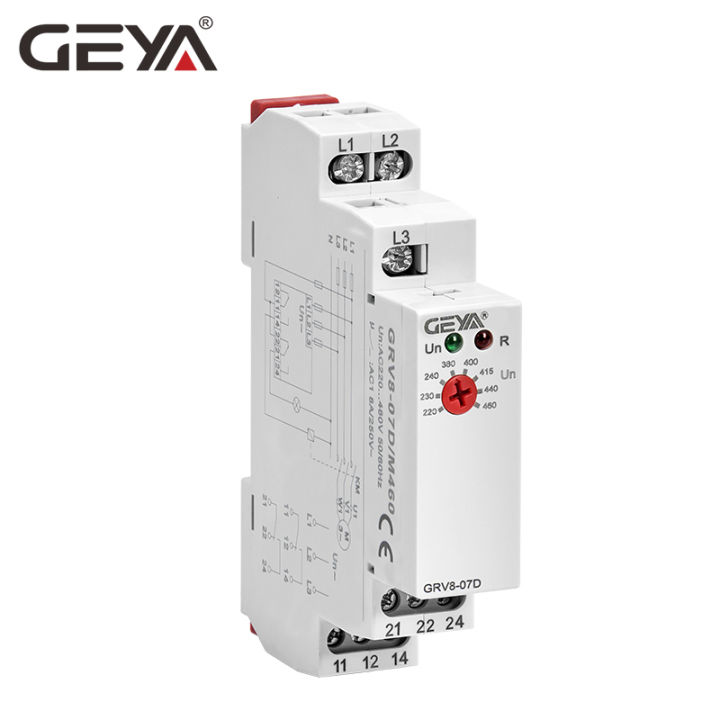 จัดส่งฟรี-geya-grv8-07รีเลย์ป้องกันไฟ3เฟสตรวจสอบแรงดันไฟฟ้าเฟสลำดับรีเลย์ควบคุม