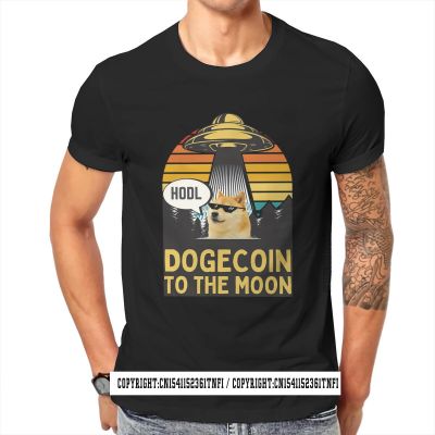 Bitcoin Cryptocurrency Art HODL Dogecoin To The Moon Classic T Shirt Vintage Top Quality Tshirt Plus Size O Neck Men Clothes