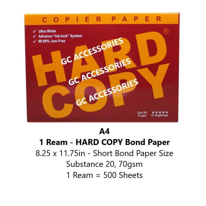 Hard Copy Bond Paper - 1 Ream A4 Bond Paper Size - 8.25x11.75 Inches ...