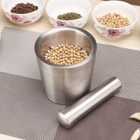 Mortar Pestle การออกแบบโครงสร้างคู่พื้นผิวมันวาวใช้งานได้จริง Silent Cleanable Kitchen Grinder Garlic Grinder for Nut Grinder Food