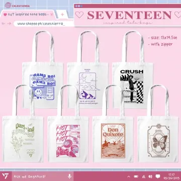 Rose Quartz & Serenity Pixel Art w/ Seventeen Theme Tote Bag for Sale by  svtkwan