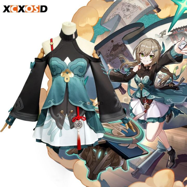 xcxosd-honkai-star-rail-qingque-cosplay-costumes-new-suit-wig-anime-game-roleplay-outfits-qing-que-dress
