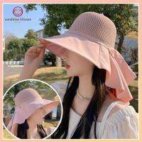 SGS ดีไซน์จับจีบติดโบว์ หมวกกันแดดหมวก ป้องกันคอ หมวกชายหาดหมวก ของใหม่ หมวกทรงถัง สำหรับผู้หญิง
