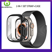 BassPal ชุดสาย2-In-1 + เคสสำหรับ Apple Watch อัลตร้า8 7 41มม. 45มม. 49มม. ฝาครอบเนื้อนิ่ม TPU + สายรัดข้อมือ Milanese สำหรับ I Watch Series 40มม. 44มม. 6 SE 5 4 3อุปกรณ์เสริม2 1 42มม. 38มม