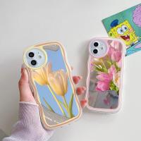 เคสทิวลิปใหม่สำหรับ Oppo Reno 8 7 6 5 4 5F 2F 4F 8Z 7Z 8T Pro Lite 5G เคสเคสมือถือ TPU รูปทรงคลื่นป้องกันที่จับกล้องรูปตัวยูวงกลมน่ารัก