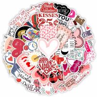 ✒ 50pcs Valentine Love Heart Text Stickers Laptop Bicycle Guitar Skateboard Sticker Kid DIY Graffiti Waterproof Stickers Toy