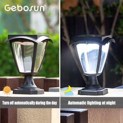 ▨ GEBOSUN LED Solar Light IP65 Pillar Head Light Outdoor Lighting Garden Light Villa Light Wall Light Retro style
