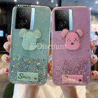 ฝาครอบคลังสินค้าพร้อมเคสสำหรับ VIVO IQOOZ7X แหวนขึ้นเงาเคสเคสหมีเศร้ากากเพชรนิ่มใสมีสำหรับ VIVO IQOO Z7X ฝาหลังสาวๆบนดวงจันทร์