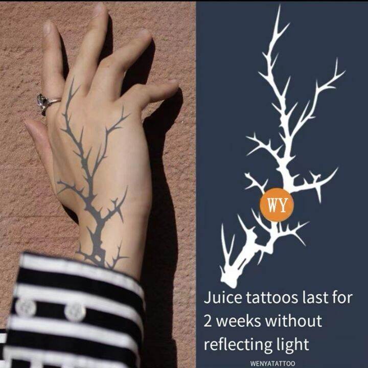 hot-dt-2023-thorn-herbal-juice-temporary-stickers-men-semi-permanent-fake-dark-arm-crack-tattoos