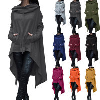 Women Irregular Hem Hoodies Causal Plus Size Sweatshirt Cloak Fashion Drawstring Pocket Oversize Female Hooded Pullover