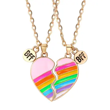 Ladies Charming Best Friend Matching Heart-shaped Pendant Necklace