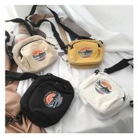 Popular Women Shark Pattern Canvas Handbags Girls Korean Mini Student Bag Cell Phone Bags Simple Small Crossbody Bags Casual Ladies Flap Shoulder Bag
