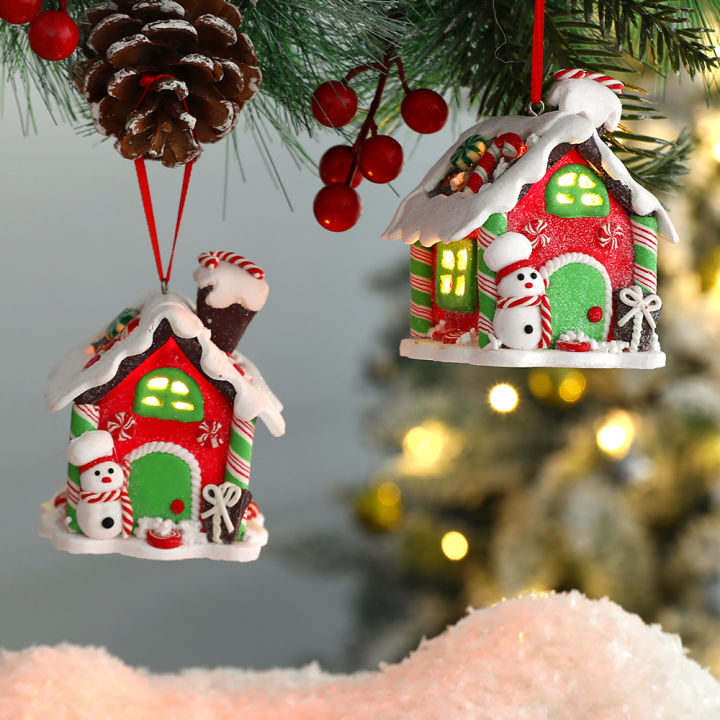 ต้นคริสต์มาส2023สร้างสรรค์ของตกแต่งปีต้นคริสมาสต์ห้อยประดับบ้านขนมปังขิงบ้านหลังเล็ก