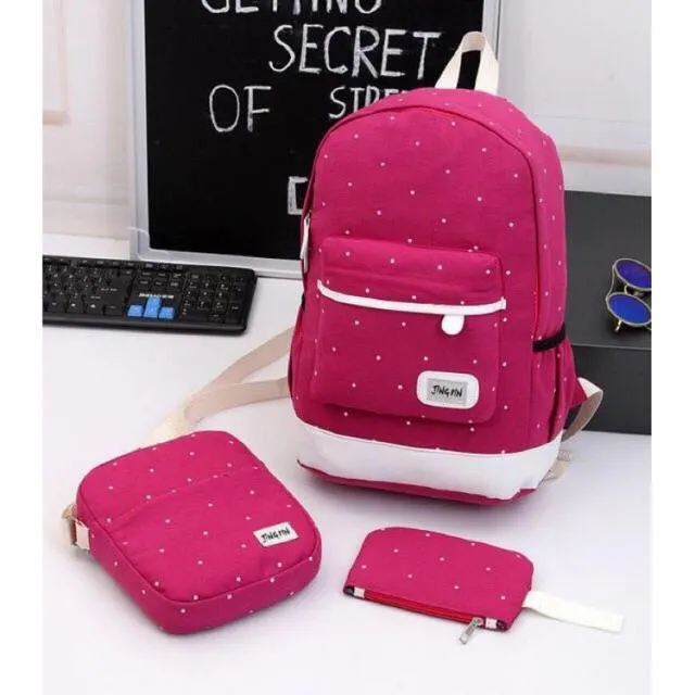 3 in 1 Backpack Korean Bag Polka Dot Korean Bagpack Korean 3in1 Backpack Polka Dots Bag Pack
