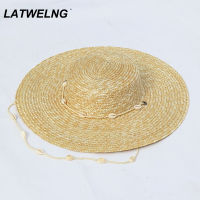 New Chain Beach Hats For Women Luxury Designer Seashells Beaded Sun Hat Ladies Wide Brim Hat UV Protection Wholesale