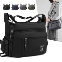 Fashion Simple Mens Multi-Layer Messenger Bag with Water Cup Position Daily Commuter Small Shoulder Bag Texture Wear-Resistant Oxford Cloth Shoulder 【AUG】